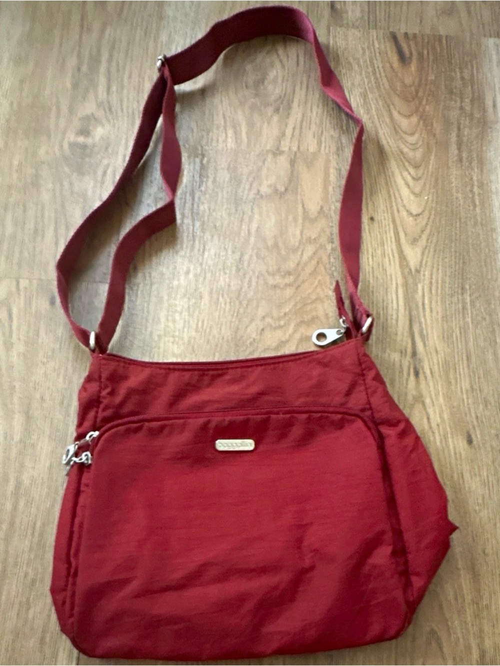 Baggallini Red Crossbody Bag with Front Zip Pocket